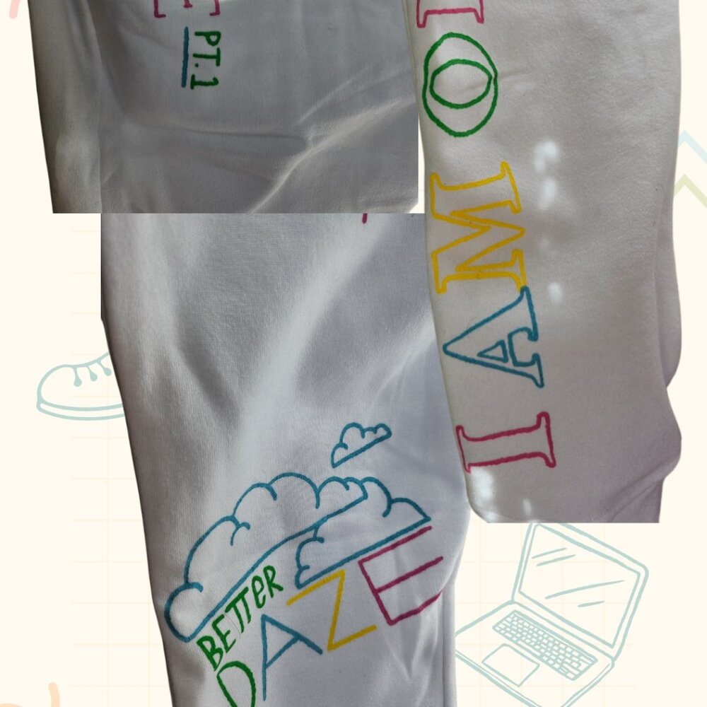 White Sweatpants with Multicolor scribbles - Picture 4 of 5